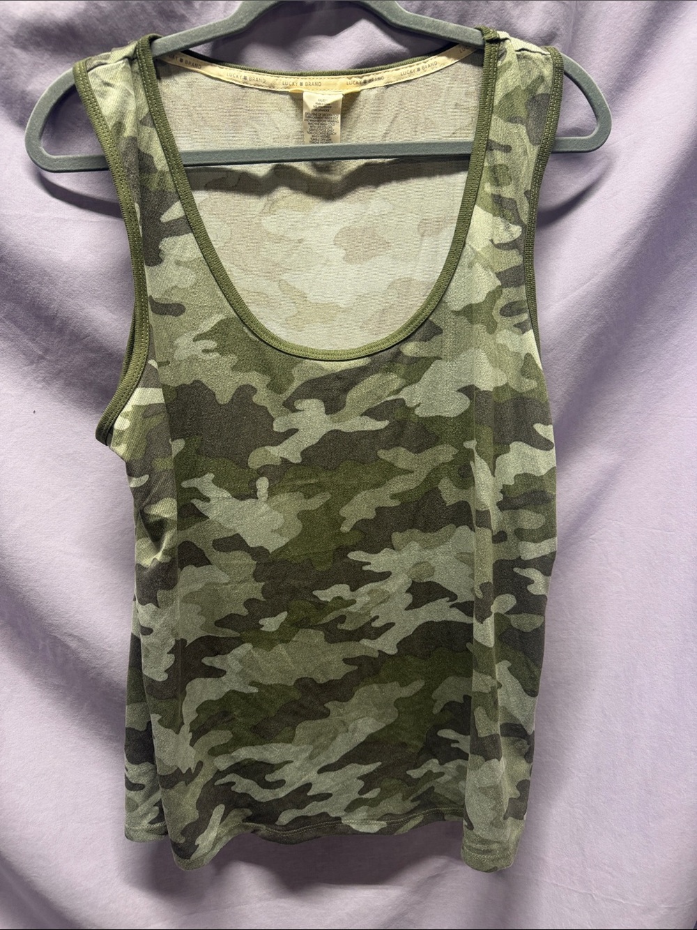 Lucky Brand Green Camo Scoop Neck Tank